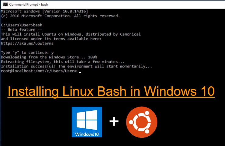 Now u can use UBUNTU Commands in Windows 10 by Bash……….